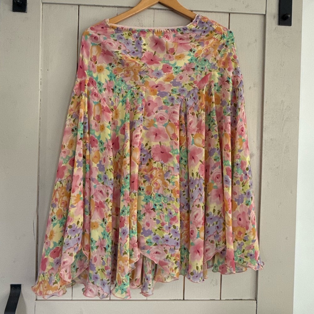 Pink Floral Flowy Skirt
